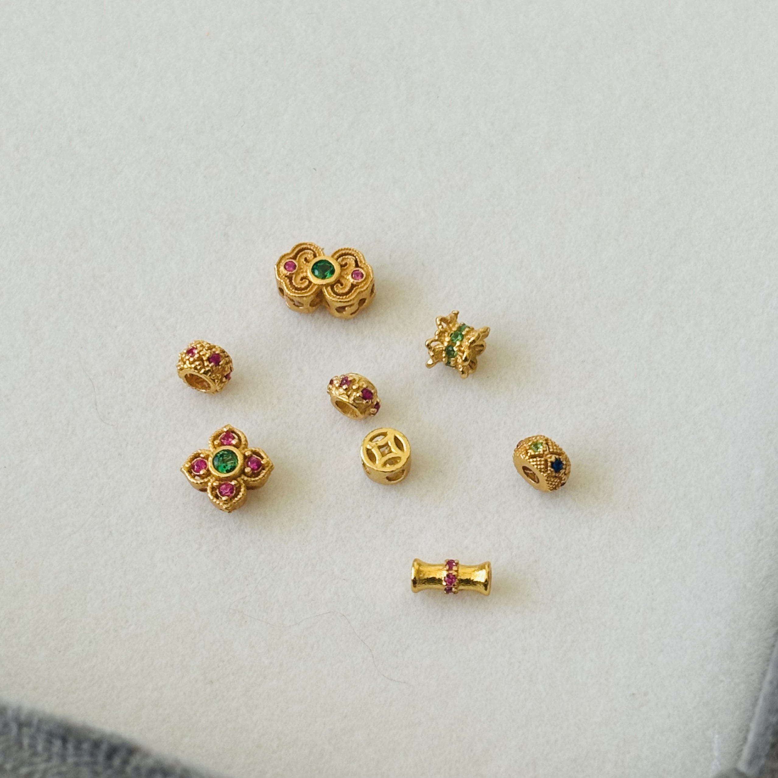 S925纯银镀金新中式diy珍珠隔珠配饰配件小隔珠可配3-4-5-6mm珍珠