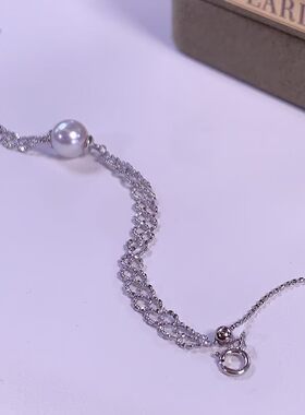 S925纯银配件光版蕾丝手链淑女可配7-8-9mm珍珠