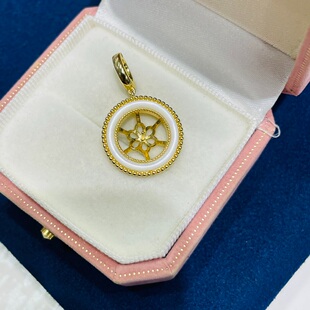 国内精工S925纯银母贝圈圈万能扣吊坠空托配件可配10-11mm