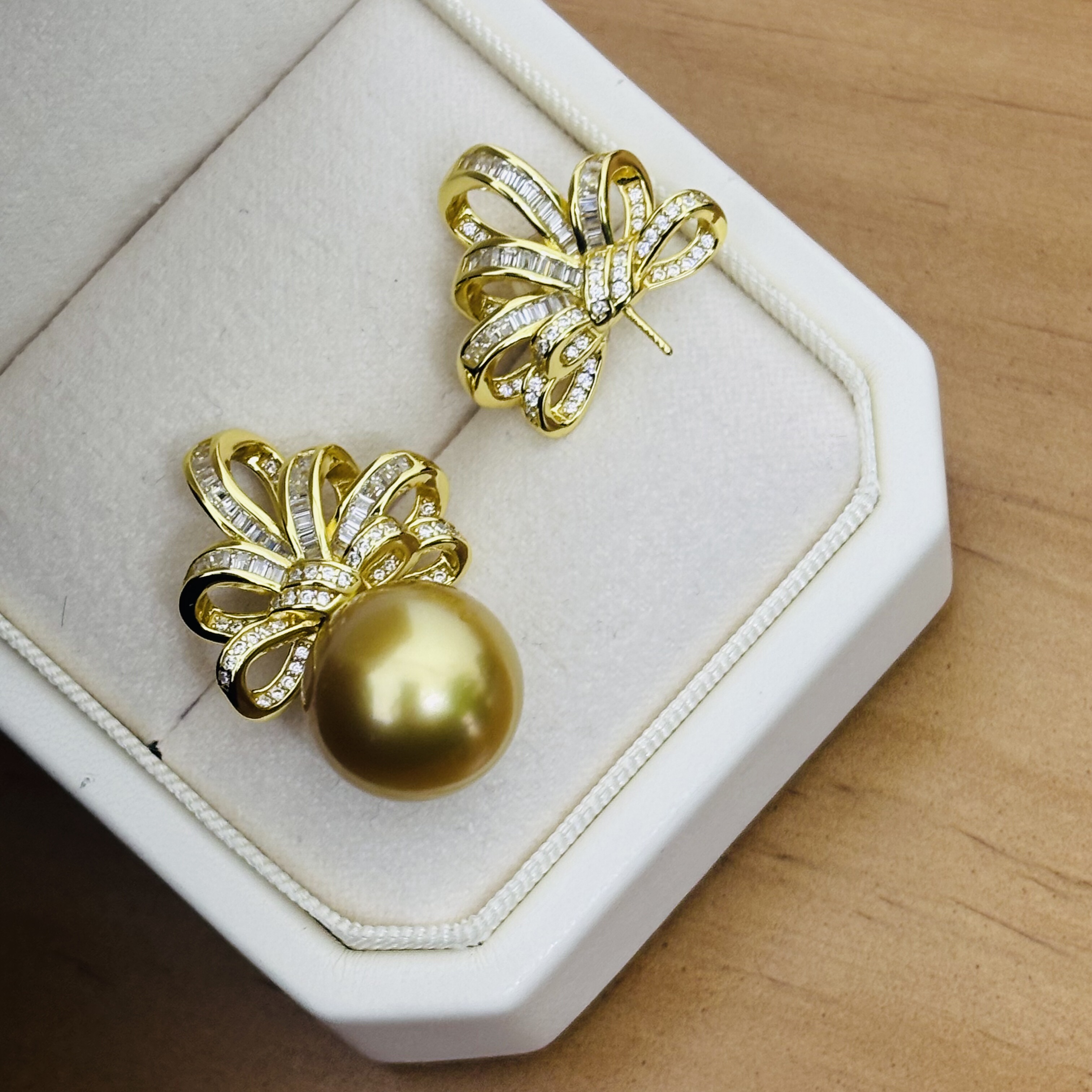 精工纯银S925耳钉配件绸缎交织可配10-11-12-13-14-15mm珍珠