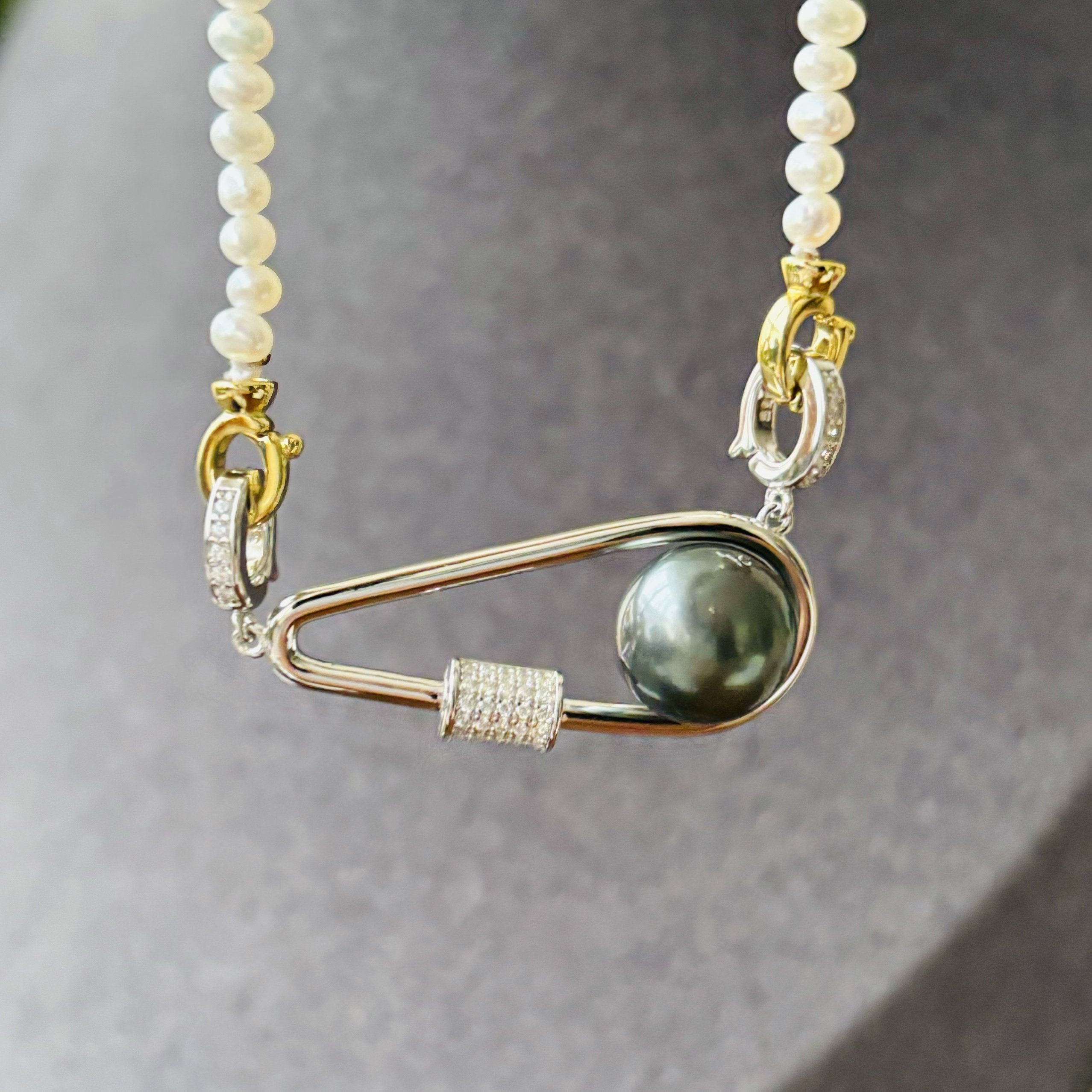 精工纯银曲别针吊坠随性休闲小众双向万能扣一款多戴可配10-12mm