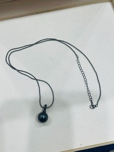 精工S925纯银镀黑铑豆豆链万能扣吊坠配件可配9以上链长45加5cm