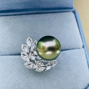 国内精工S925纯银锆石镶嵌凤尾戒指配件空托可配10-11-12mm