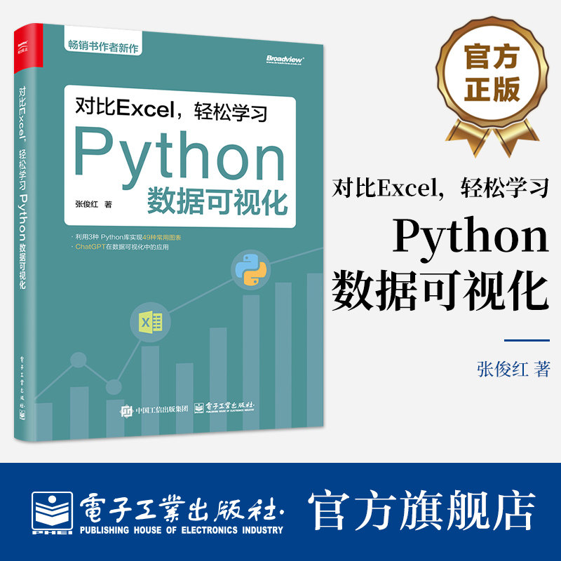 官方旗舰店 对比Excel 轻松学习Python数据可视化 张俊红 图表绘制方法 图形修饰美化论文图表常见统计方法 Pandas 数据操作方法
