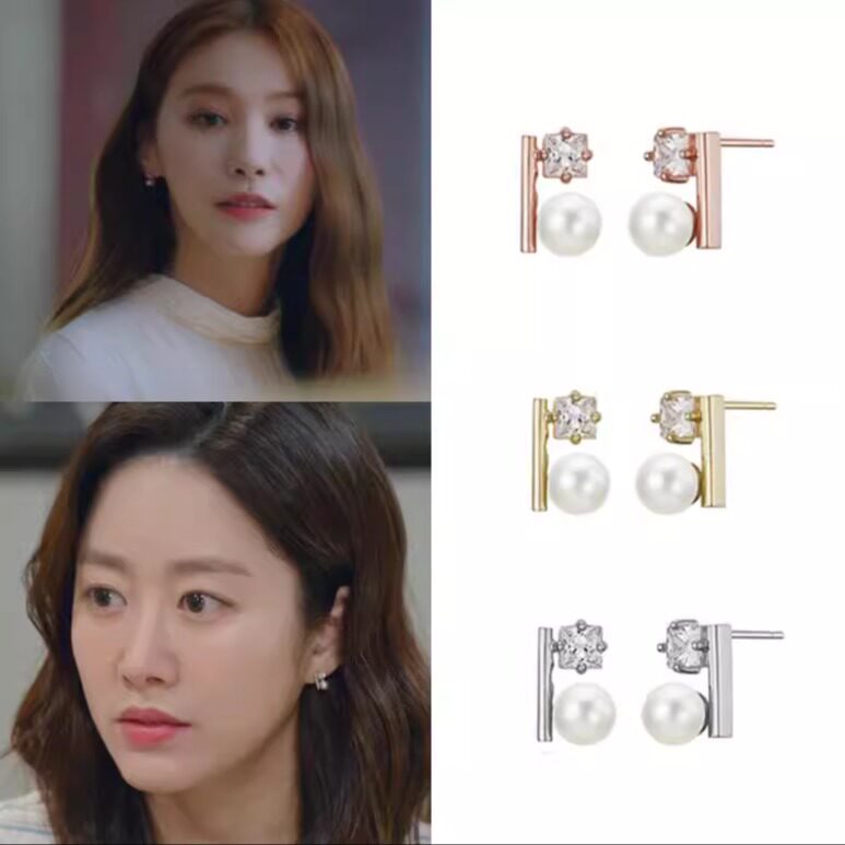 韩国代购HAESOO.L正品 柳仁英 全慧彬 车珠英同款珍珠耳环 耳钉