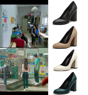 韩剧便利店新星 金裕贞同款牛皮浅口粗高跟鞋 单鞋 正品韩国代购