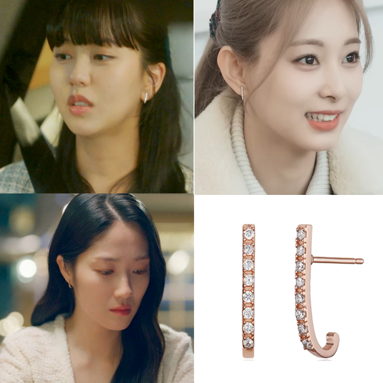 直邮~金惠允 周子瑜 金所炫同款 HAESOO.L 镶钻耳环 正品韩国代购