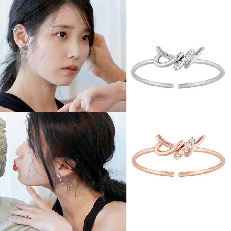 直邮~IU 李知恩同款 韩国代购 paul brial正品 镶钻戒指 关节戒女