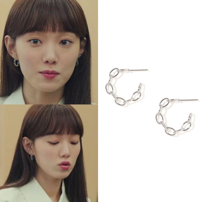 直邮~韩剧流星 李圣经同款韩版半圆链条耳环 耳圈女 正品韩国代购