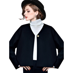 复古名媛风羊毛呢外套女短款2025秋冬小个子宽松显瘦上衣潮清仓