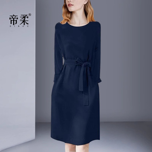 2026春季新款法式名媛气质长袖连衣裙优雅显瘦轻奢系带常年爆款