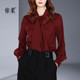 百搭外穿上衣高级感衬衣 长袖 设计感气质酒红色衬衫 女2026春秋新款