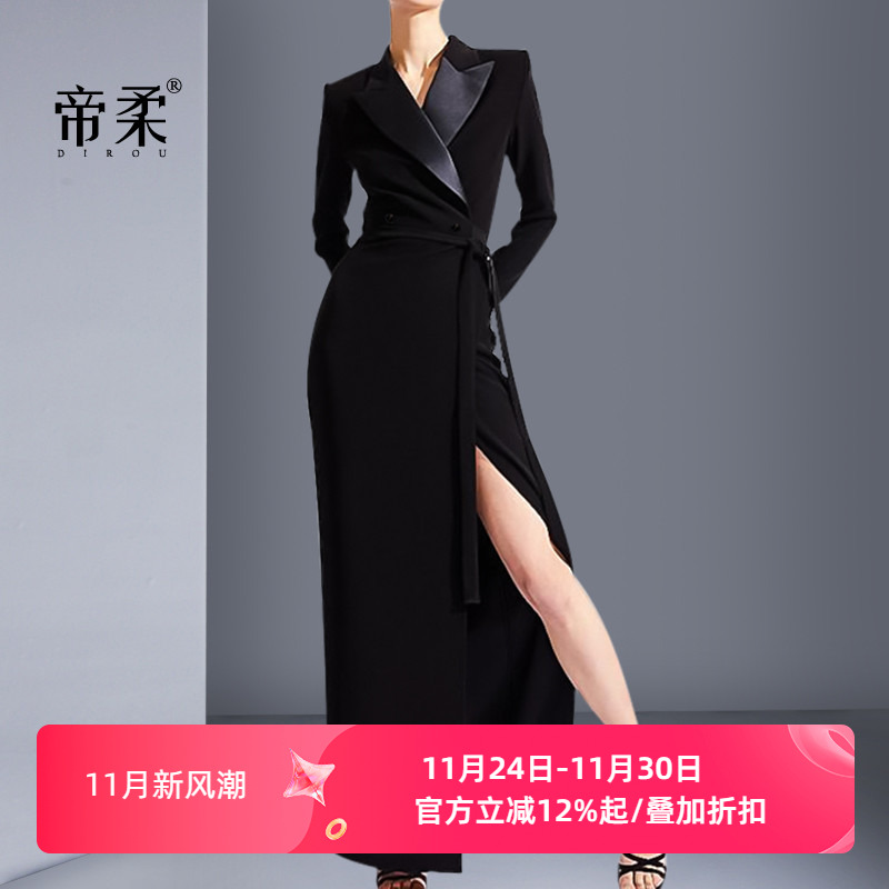 西装连衣裙修身显瘦设计感气质