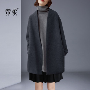 極簡風(fēng)主義寬松羊毛呢子大衣女2024秋冬小個子高端氣質(zhì)毛呢外套