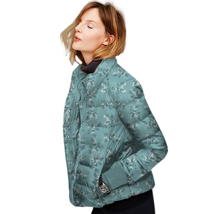 欧美时尚2025年冬季新款印花短款羽绒服女设计感零压轻薄外套