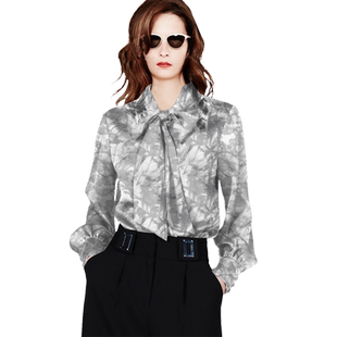 2026年春秋新款设计感气质印花衬衫女长袖百搭外穿上衣高级感衬衣