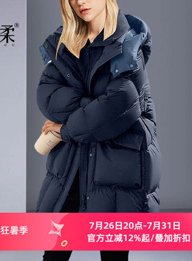 连帽中长款羽绒服女冬季
