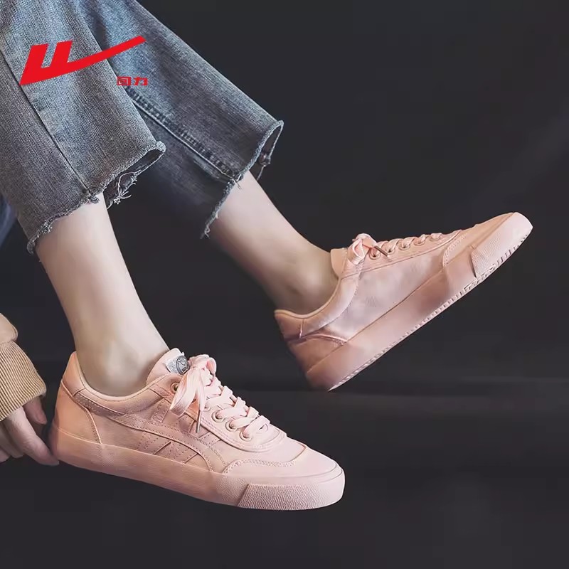 回力帆布鞋女2025春夏新款粉红色女鞋休闲百搭小白鞋运动平底板鞋
