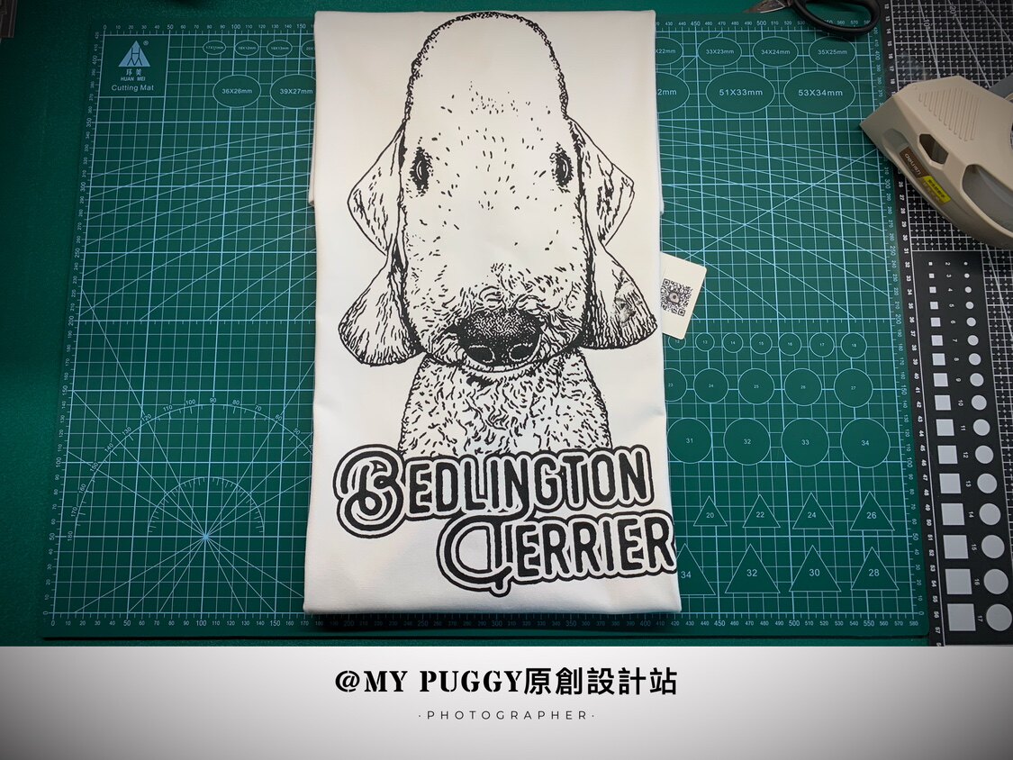 贝灵顿犬T恤素描绘画犬迷服饰210克重磅纯棉欧码圆领偏大圆领咔叽