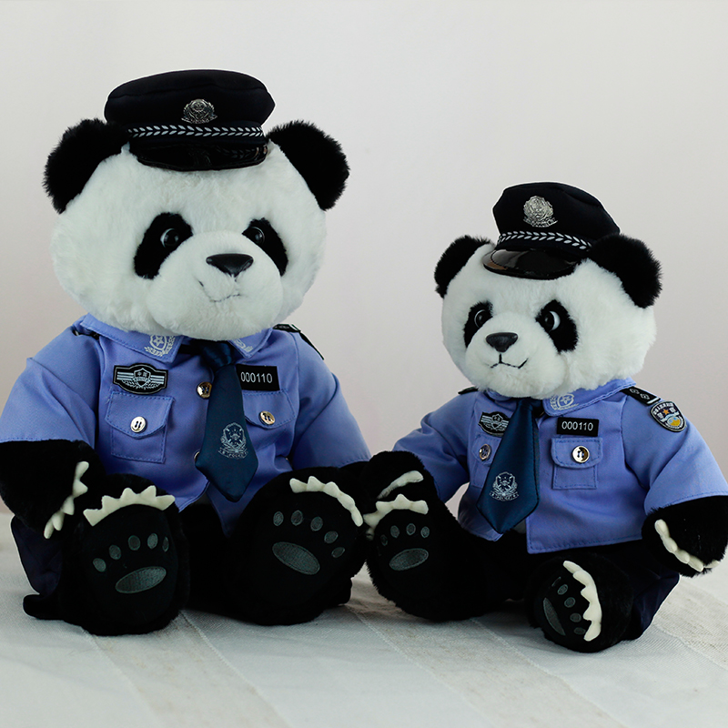 警官熊猫公仔正品衣服可脱定制