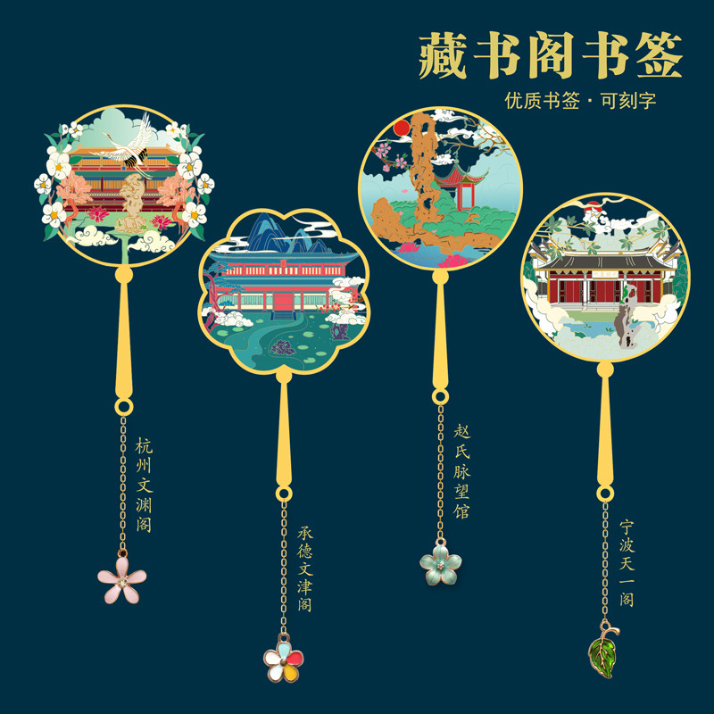 藏书阁文渊阁金属书签古风纪念品图片