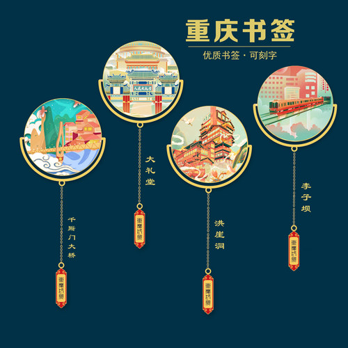 洪崖洞旅游纪念品重庆景点书签