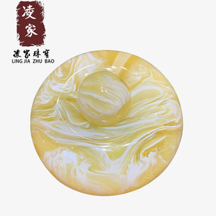 天然琥珀蜜蜡鸡油黄平安扣扣头男女款 吊坠项链挂件