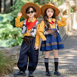 玩具总动员儿童胡迪牛仔套装春秋款男女童姐弟兄妹装万圣节cos服