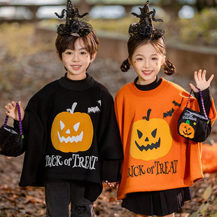 秋冬加绒万圣节魔法袍儿 童服装cosplay男女 童加厚南瓜服亲子装