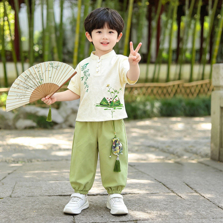 儿童夏季新中式古风日常休闲汉服套装小男孩六一端午比赛表演汉服