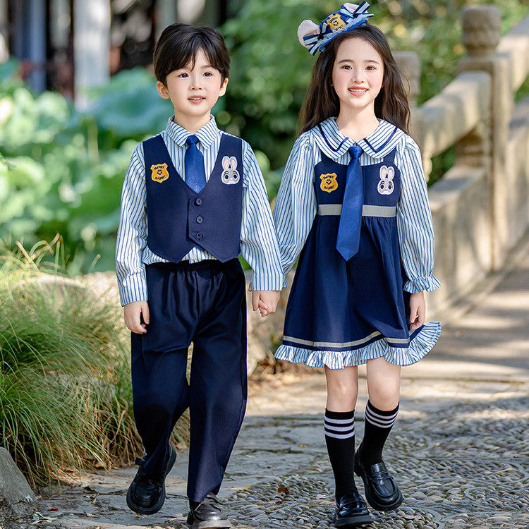 儿童兔子警官制服春秋款兄妹姐弟装幼儿园学院风班服中秋国庆表演