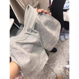 美式A字短裤女款夏季运动休闲高腰健身居家宽松薄款外穿睡裤灰色