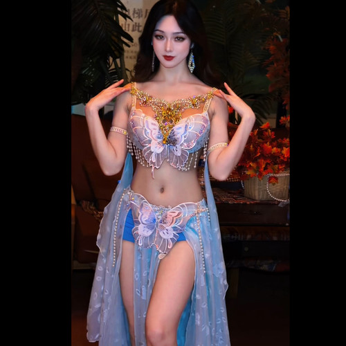 佐寒梦璐肚皮舞演出服大摆裙高级定制款