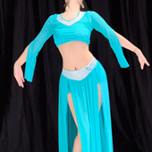 佐寒梦璐肚皮舞新款 显瘦表演服性感气质班服亮 高级演出套装