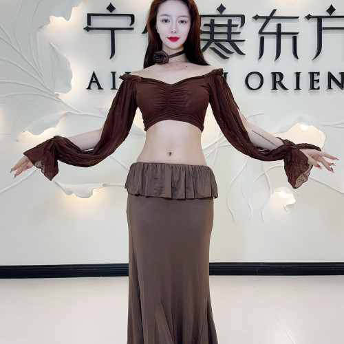 佐寒梦璐肚皮舞新款高级大码演出套装显瘦表演服练功服气质初学者