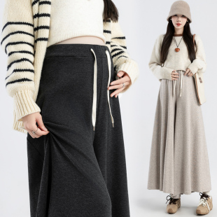 秋冬季 裙百搭加厚宽松系带孕期裤 大码 大摆裤 裙裤 无托腹孕妇糯米裤