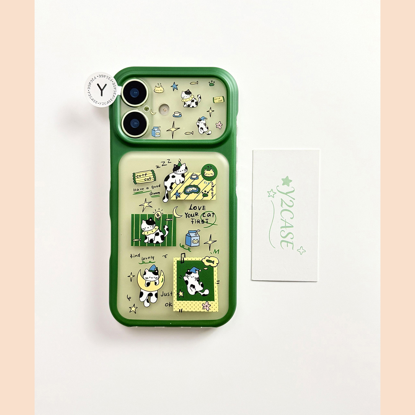 透底绿色月亮奶牛猫贴图适用苹果18promax手机壳iPhone18Pro新款16pro超好看17Pro个性16防摔保护套15Promax