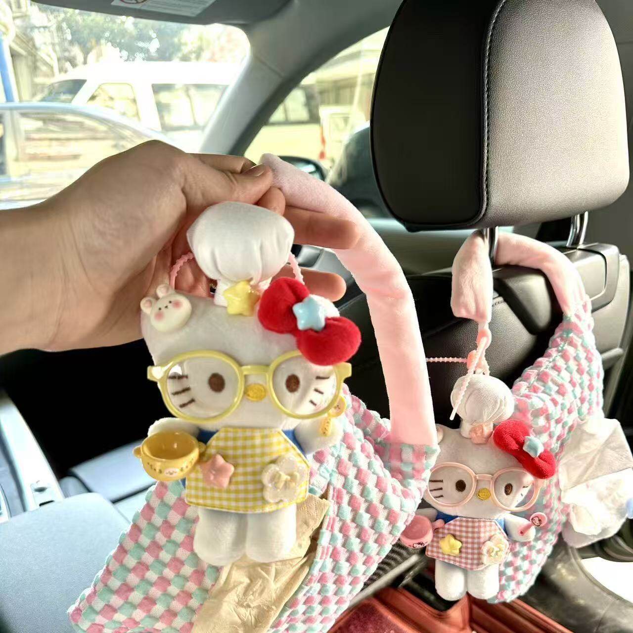 HelloKitty 创意车载纸巾盒可爱高级感汽车内抽纸盒收纳挂袋装饰