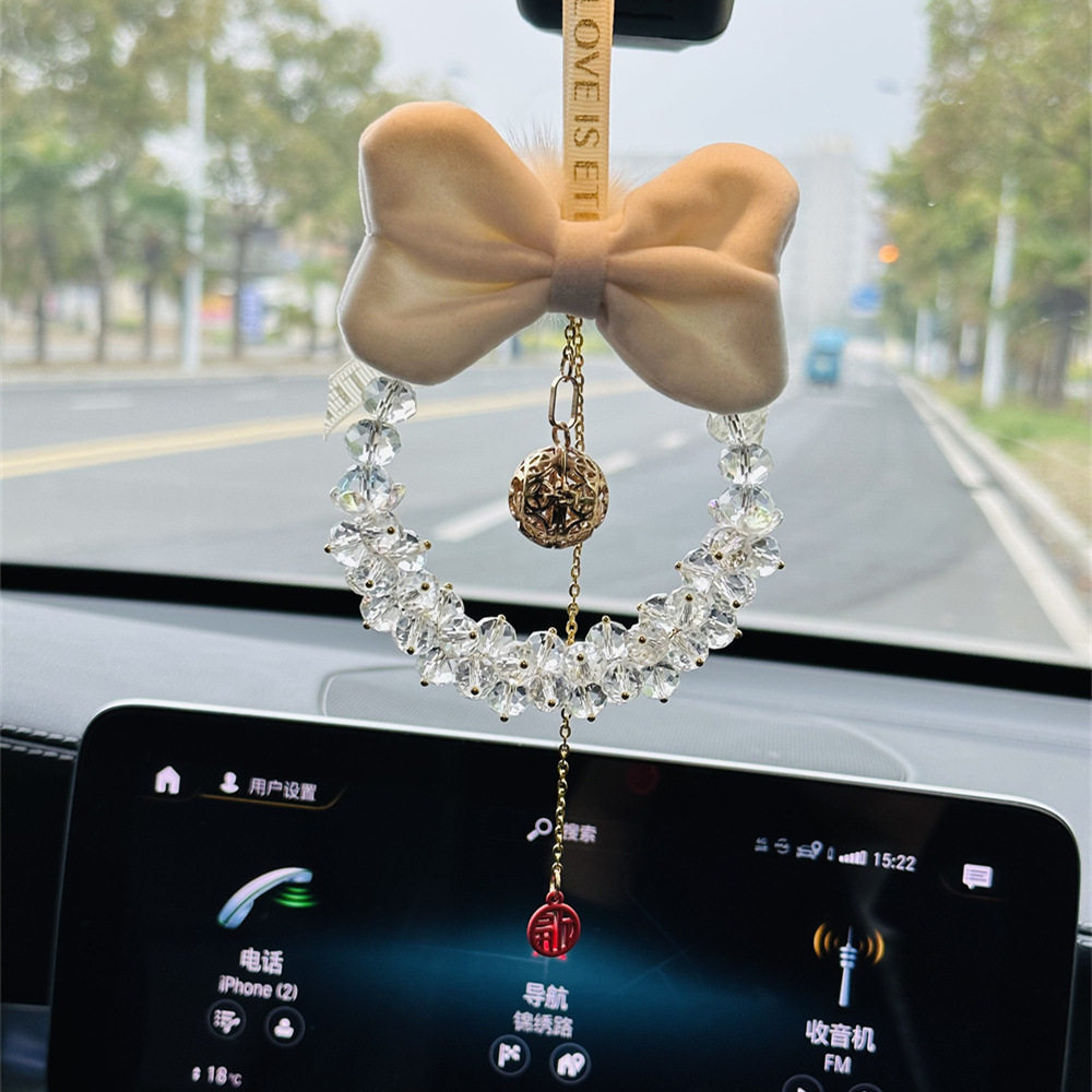 手工水晶汽车香薰挂件创意奢高档后视镜车载挂链装吊饰车内饰女神