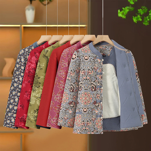 妈妈冬装驼绒棉衣冬季加厚保暖中老年女装中式盘扣喜庆小棉袄外套