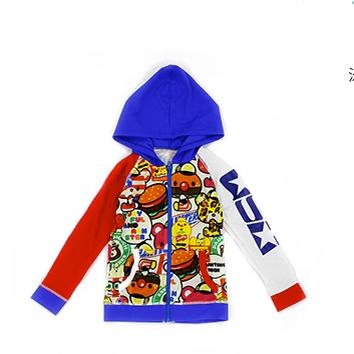 儿童泳衣防晒长袖速干可爱卡通面包超人游泳衣男女童连帽冲浪泳衣