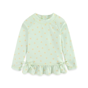 儿童泳衣女童女孩中大童防晒长袖 温泉海边蝴蝶结游泳衣速干泳装