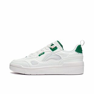 LiNing李宁 舒适百搭 轻便耐磨低帮板鞋女款 白绿 AGCT228-1 JL仓