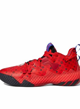 adidas 防滑耐磨包裹性支撑 低帮 实战篮球鞋 男款 红色HQ3884