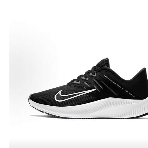 Nike Quest 3 防滑透气轻便 低帮休闲跑步鞋 女款 黑白CD0232-002
