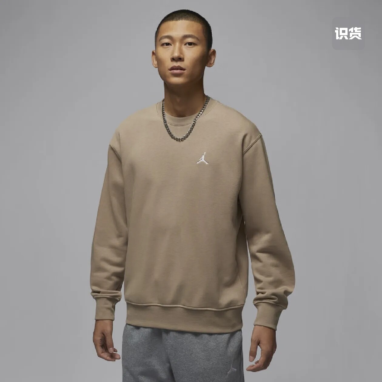 Nike 纯色乔丹拼接刺绣加绒圆领卫衣 FQ1865 驼色 3XL/山东bb仓