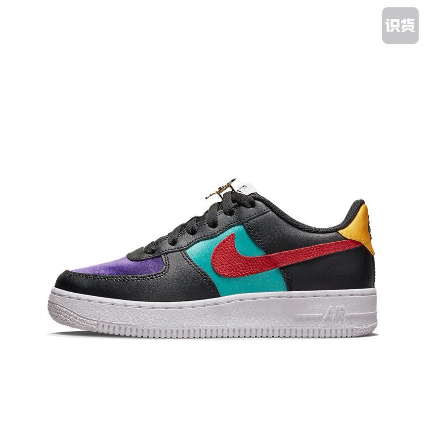 Nike Air Force 1 空军一号 轻便 板鞋 GS/低帮/黑色/水蓝/青岛JJ