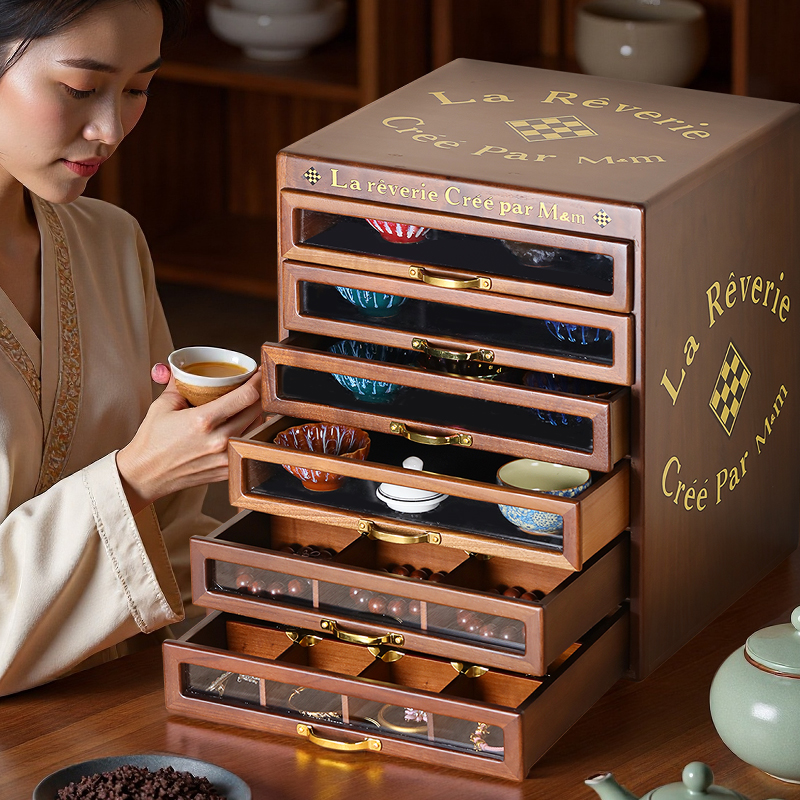 文玩收纳盒实木多层首饰盒大容量