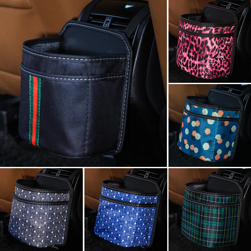 车载垃圾桶汽车前排储物s收纳袋车用雨伞置物桶车上后排折叠垃圾