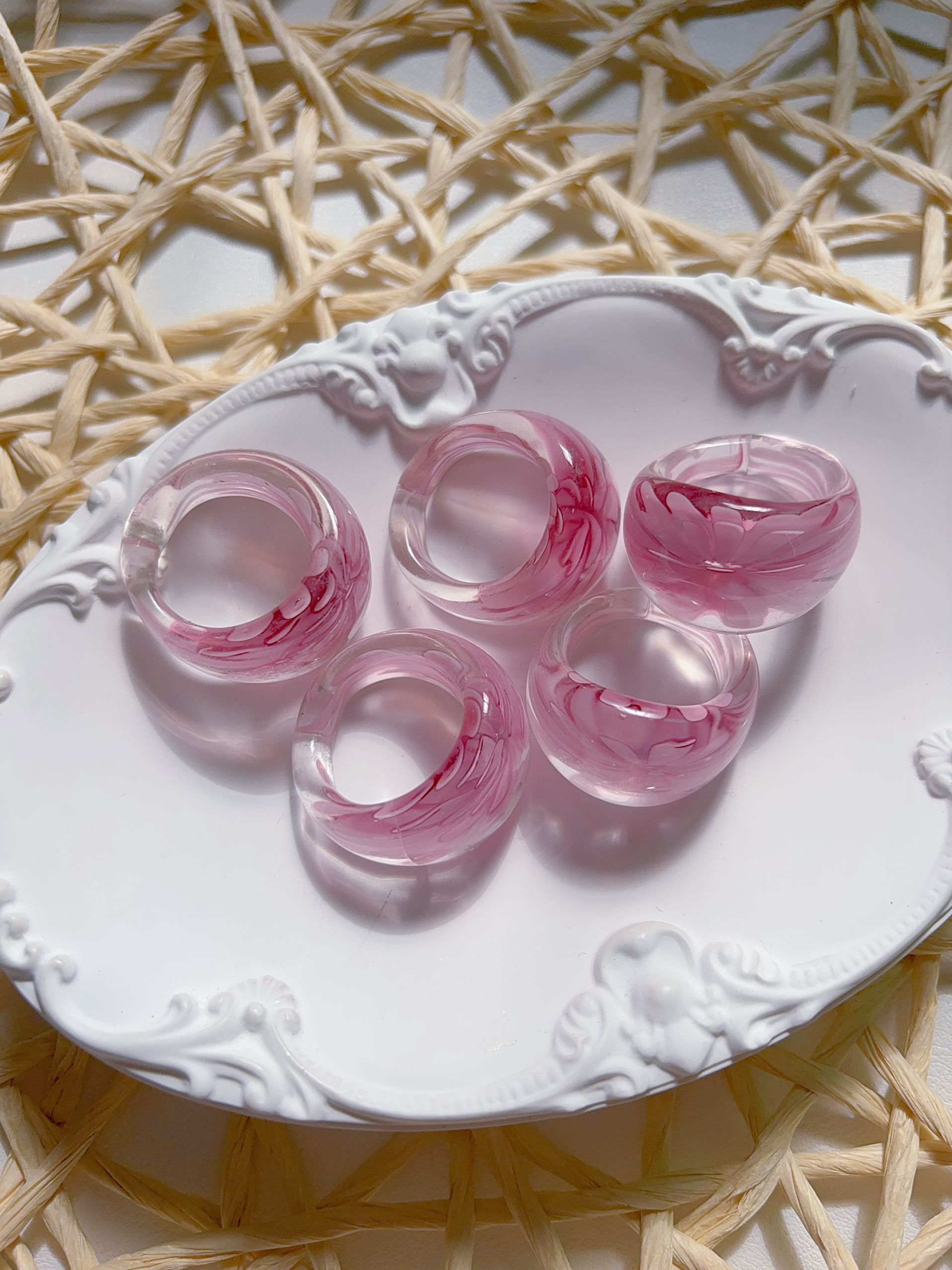 可以戴的戒指琉璃戒指琉璃项链串珠项链个性中古彩色不掉色小众链